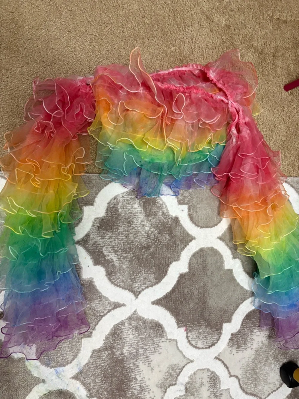 Hot Topic Rainbow Ruffle Crop Top - Multicolor - Picture 1 of 3